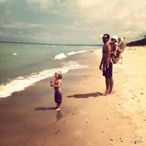 self love my kids and me at Lake Michigan